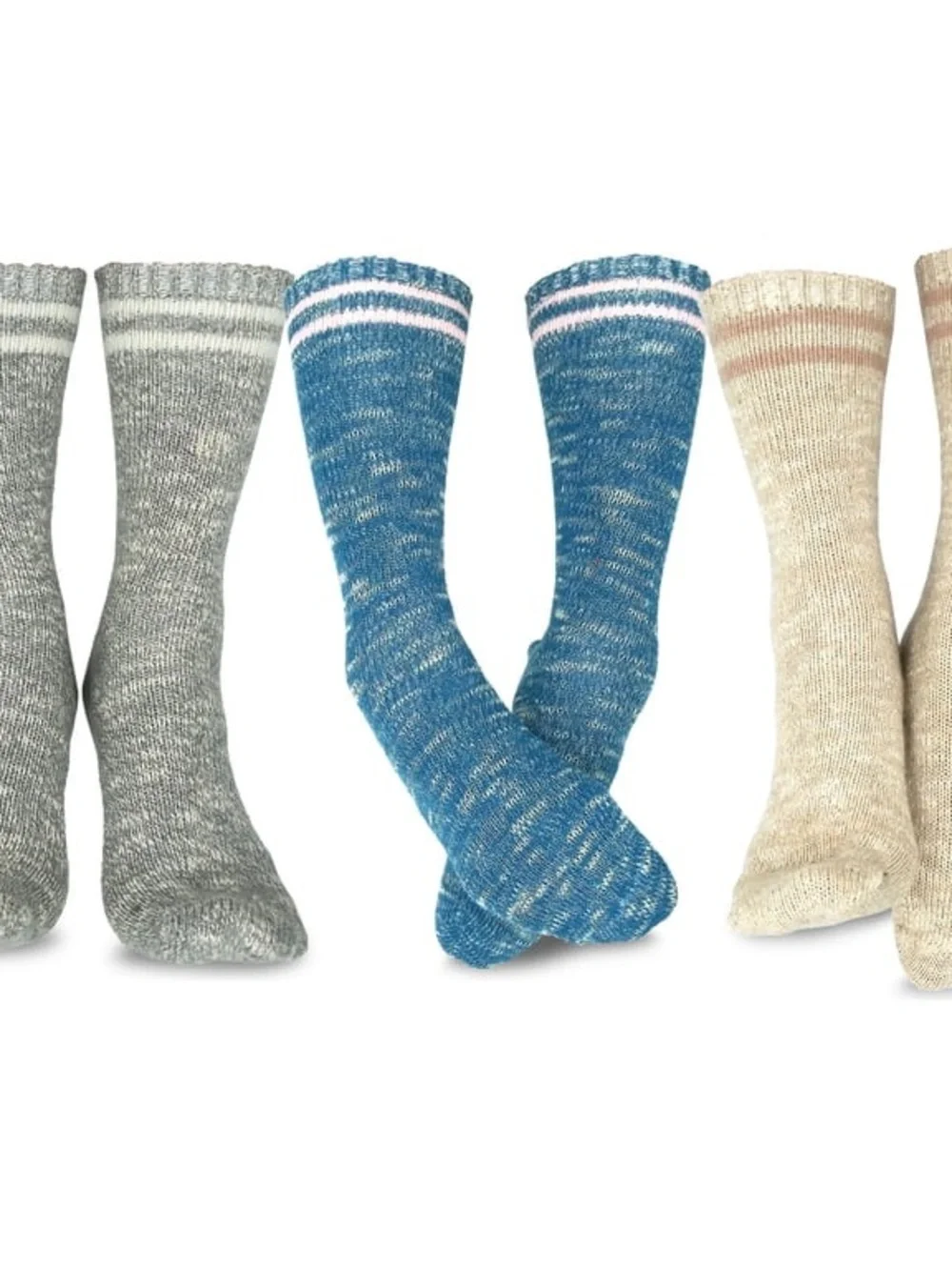TeeHee Socks Women's Warmer Wool Blend Crew Assorted 3-Pack Shoe Size 4-10 NWT